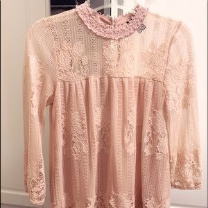 Miss Chievous Pale Pink Floral Blouse